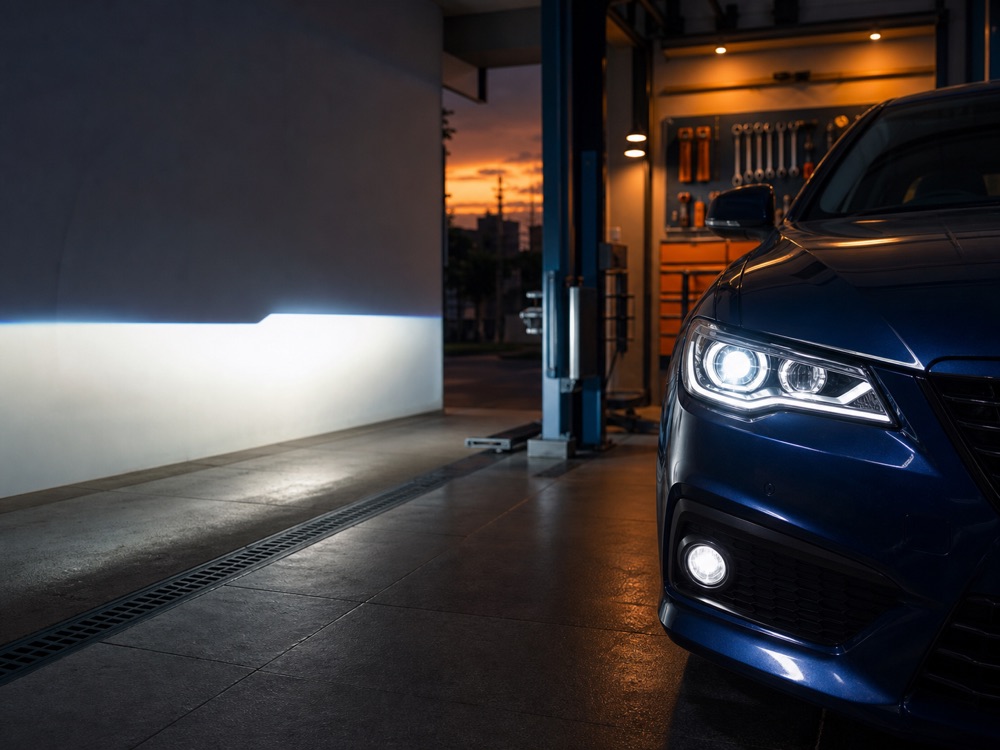 Controlled LED headlight and fog-light beam upgrade