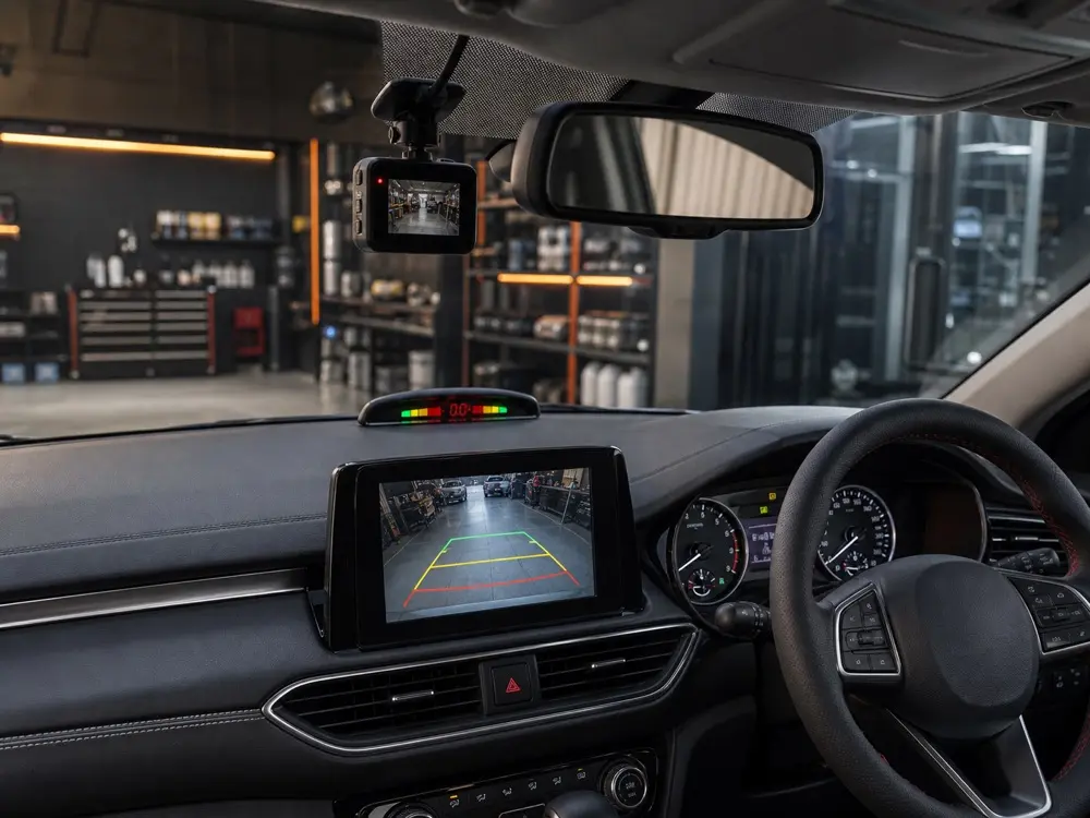 Dash camera, reverse camera and parking sensor installation